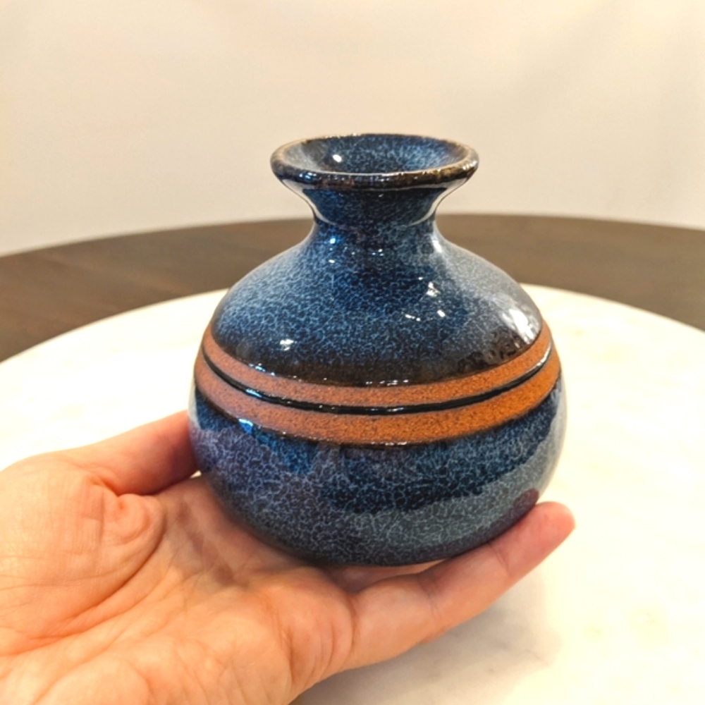 Vintage Blue Pottery Bud Vase